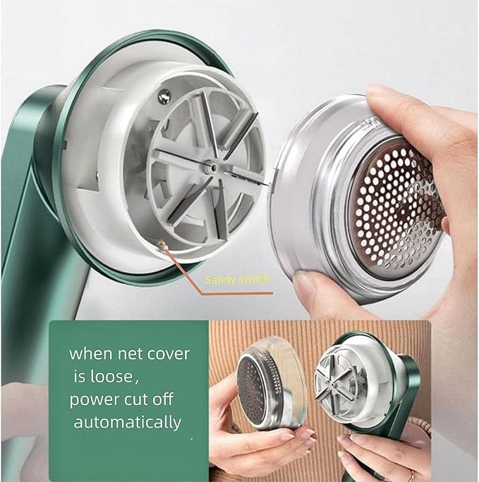 Rechargeable Fabric Shaver & Lint Remover – Electric Fuzz Trimmer with Safe Mesh Cover, USB Charging & Multi-Purpose Clothes Bobble Remover